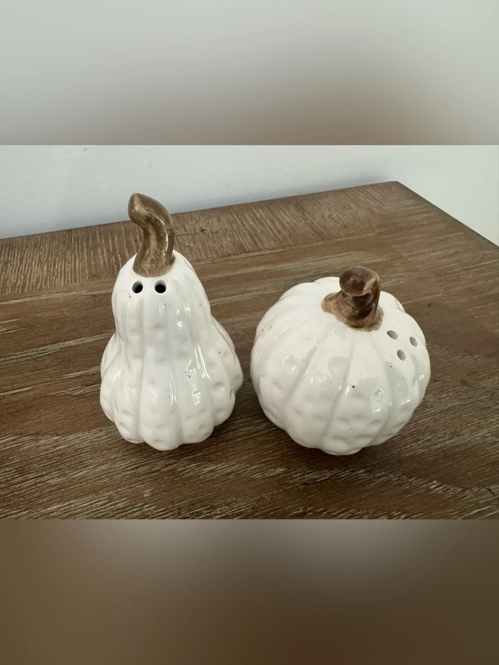 Ceramic White Pumpkin & Gourd Salt and Pepper Set